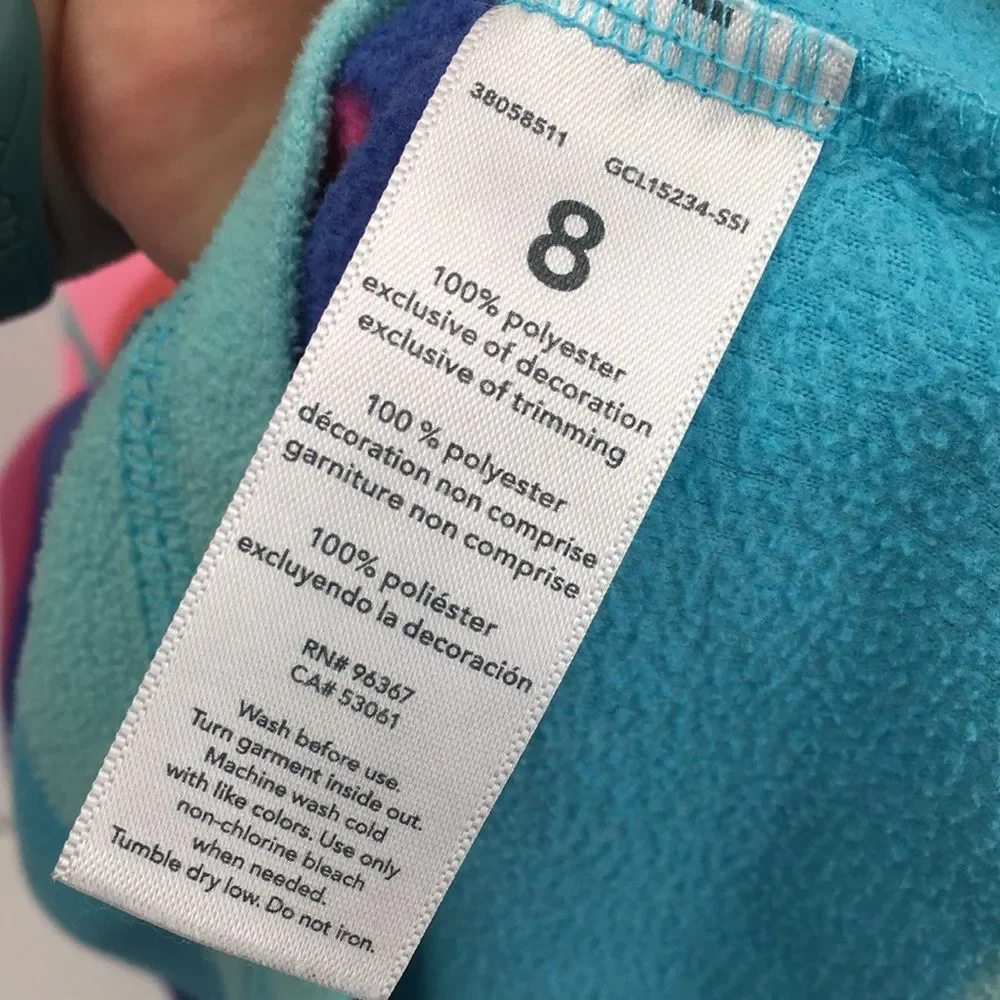 OshKosh B'gosh Girls' Multi-Color Rainbow Stripe Fleece Pullover 8